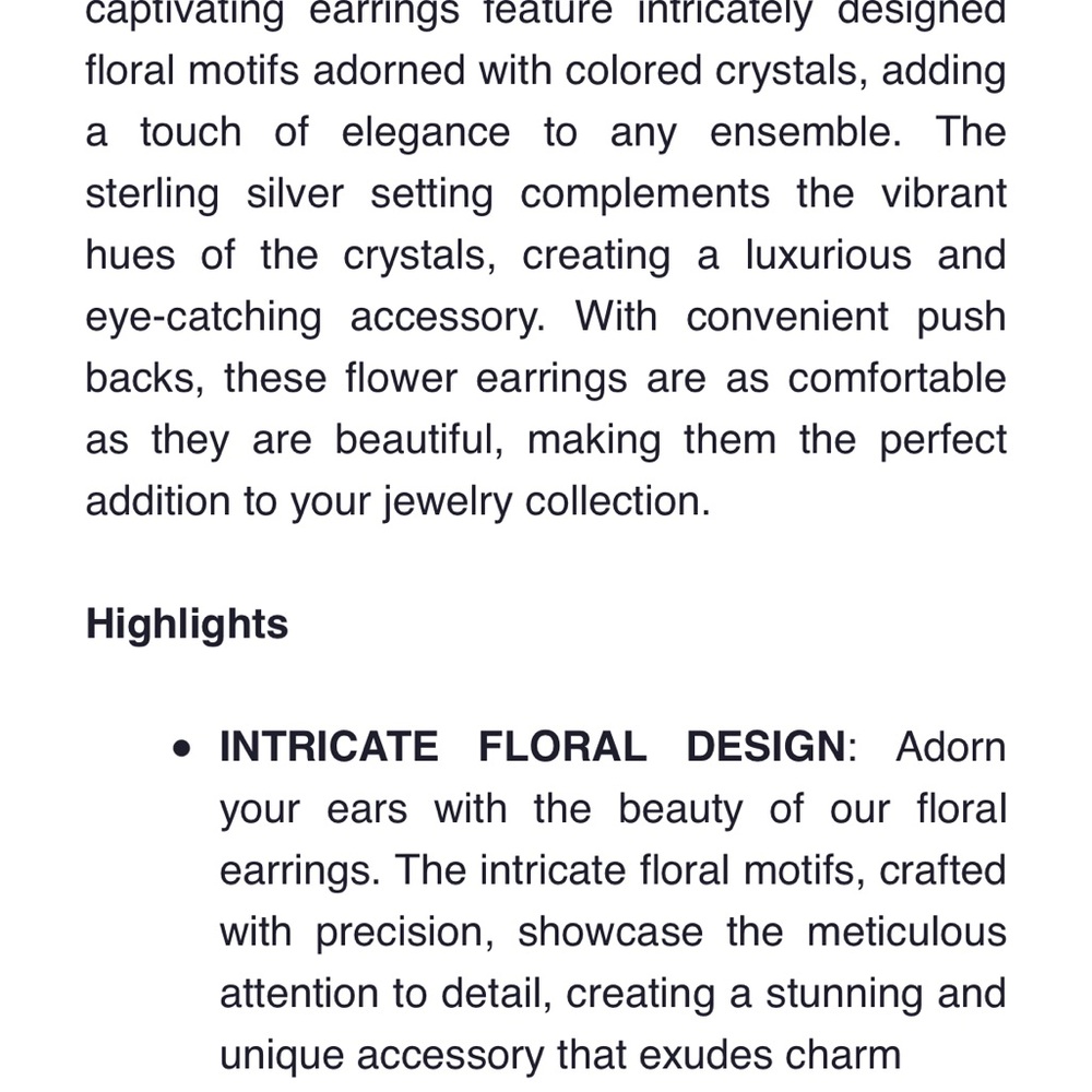 Tanzanite Color Crystal Floral Stud
Earrings in 925 Sterling Silver New - Picture 4 of 5